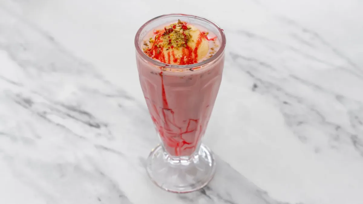 Strawberry Falooda with Ice Cream